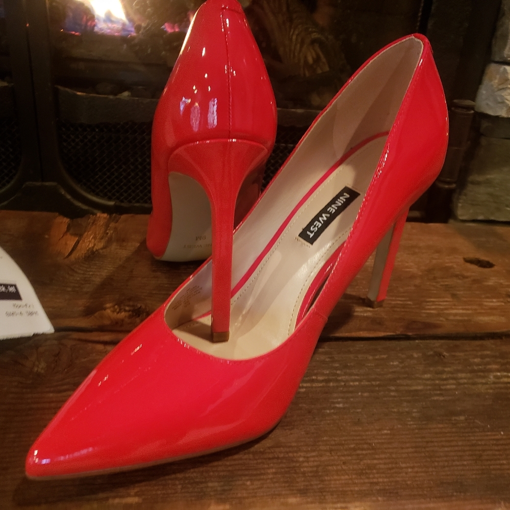 NINE WEST, red heels, size 9